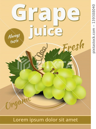 Grape juice. retro label for natural juice of white grape 139388040
