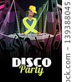 Disco party. music dj playing vinyl at disco show 139388045