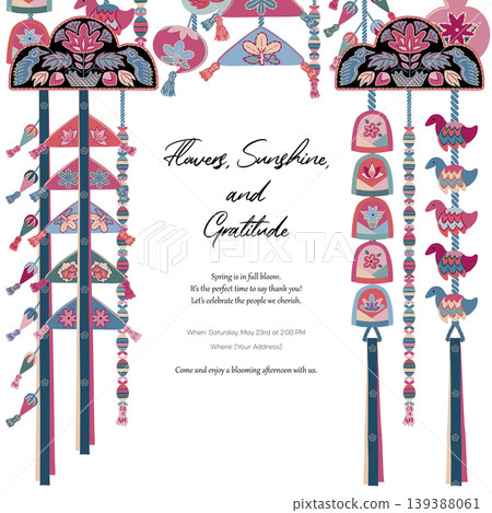 Korean Knotted Pendant Norigae Frame Template, Vector Illustration for Love and Gratitude Season Korean Knotted Pendant Norigae Frame Template, Vector Illustration for Love and Gratitude Season 139388061