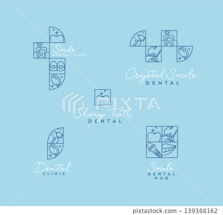 Dental labels collection with text beige Dental labels collection with text beige 139388162