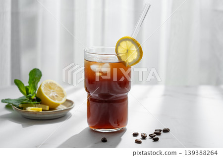 Cold Coffee Tonic Drink With Lemon and Ice Cold Coffee Tonic Drink With Lemon and Ice 139388264