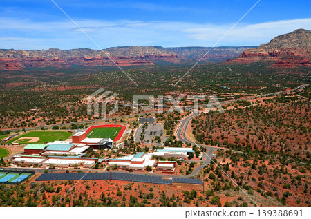 Aerial View Red Rock Country surrounding Sedona Arizona Aerial View Red Rock Country surrounding Sedona Arizona 139388691