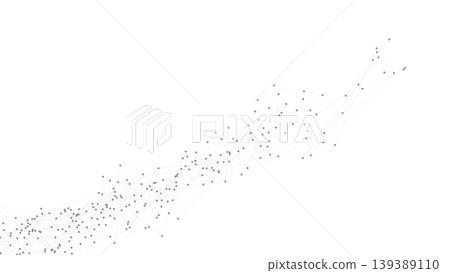 Abstract technology background with dots connected by lines forming a minimalist mesh and plexus shape. Futuristic digital network design for data, science, innovation, and modern web projects. 139389110