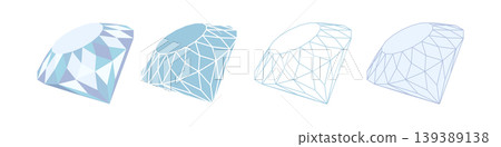Set of elegant gemstone and diamond icons in outline, glyph style. Set of elegant gemstone and diamond icons in outline, glyph style. 139389138