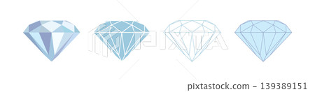 Set of elegant gemstone and diamond icons in outline, glyph style. Set of elegant gemstone and diamond icons in outline, glyph style. 139389151