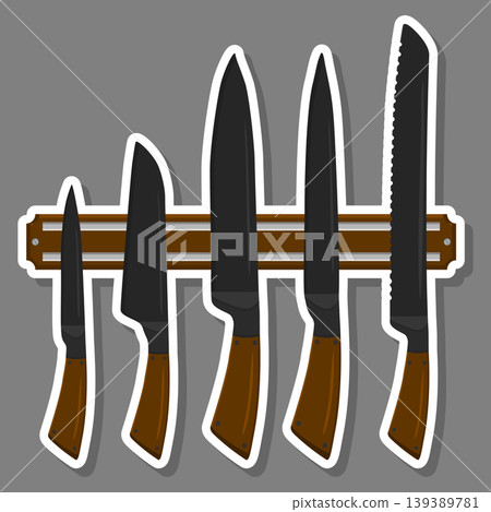 Illustration on theme big colored set different types knives Illustration on theme big colored set different types knives 139389781