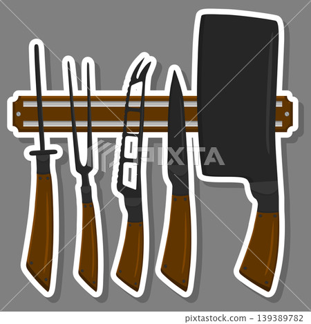 Illustration on theme big colored set different types knives Illustration on theme big colored set different types knives 139389782