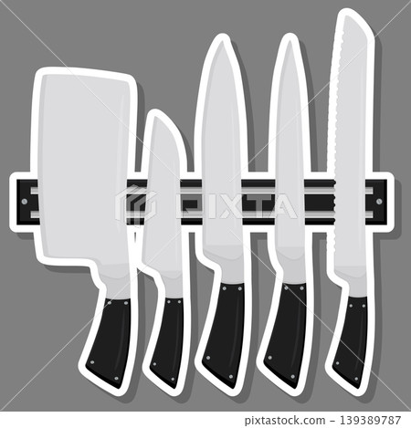 Illustration on theme big colored set different types knives 139389787