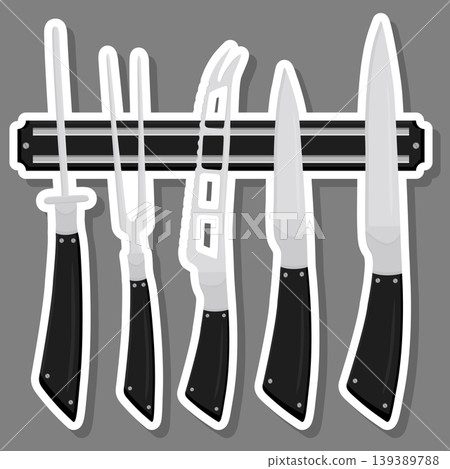 Illustration on theme big colored set different types knives 139389788
