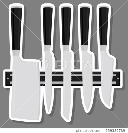 Illustration on theme big colored set different types knives Illustration on theme big colored set different types knives 139389789