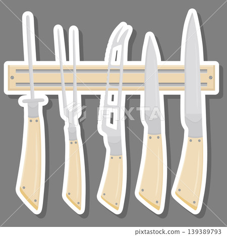 Illustration on theme big colored set different types knives 139389793