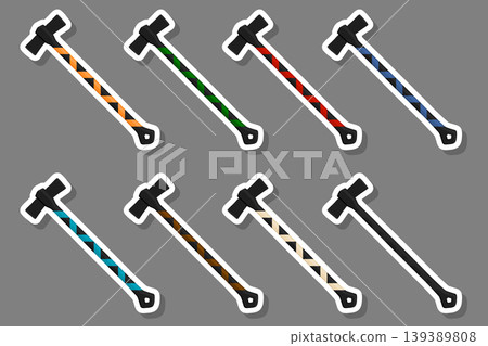 Illustration on theme big kit steel axes with wooden handle Illustration on theme big kit steel axes with wooden handle 139389808