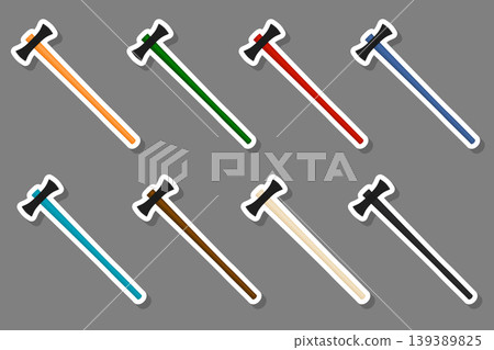 Illustration on theme big kit steel axes with wooden handle Illustration on theme big kit steel axes with wooden handle 139389825