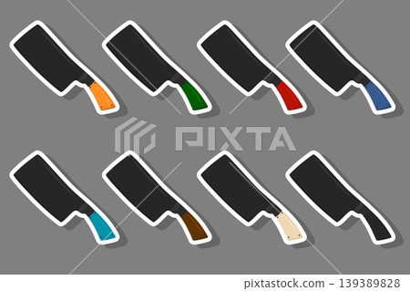 Illustration on theme big kit steel axes with wooden handle 139389828