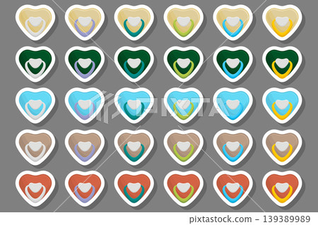Illustration on theme big colored set baby pacifiers 139389989