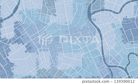 Detailed blue city map background with river and street network. Vector illustration. Detailed blue city map background with river and street network. Vector illustration. 139390012
