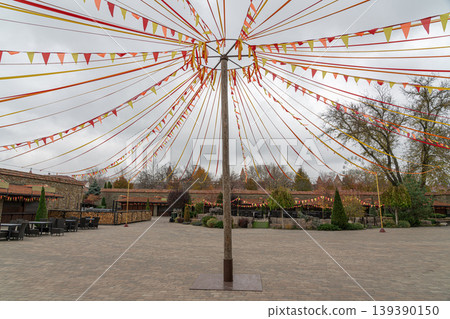 Colorful decorations fill outdoor event 139390150