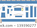Simple Japanese-style frame set of noren (curtains), nobori (banners), and flags - vector illustrations for noren, lanterns, banners, advertisements, and flyers. 139390277