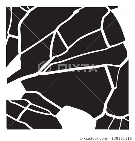 Shattered glass or fractured square shape with holes, vector broken frame, black and white rectangle cracks background Shattered glass or fractured square shape with holes, vector broken frame, black and white rectangle cracks background 139391116