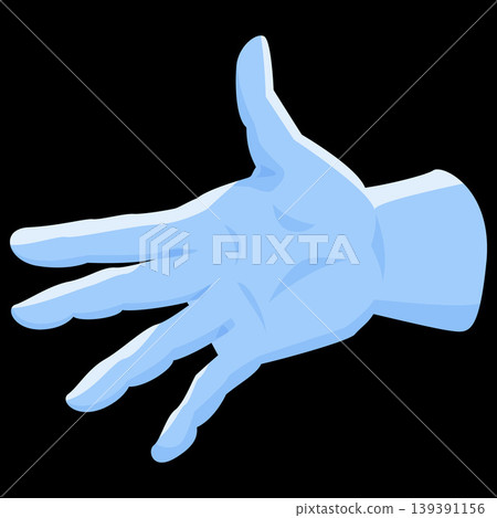 Magician hand in white glove vector illustration on black, cartoon illusionist arm showing mystery trick performance Magician hand in white glove vector illustration on black, cartoon illusionist arm showing mystery trick performance 139391156