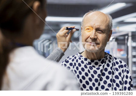 Healthcare specialist reviews patient vitals during a laboratory drug trial, documenting dosage effects and outcomes for treatment safety and progress in biotechnology and biomedicine. Healthcare specialist reviews patient vitals during a laboratory drug trial, documenting dosage effects and outcomes for treatment safety and progress in biotechnology and biomedicine. 139391280
