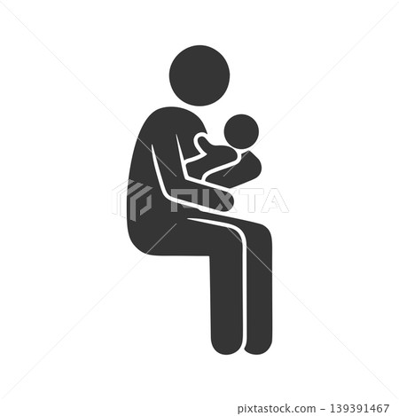 抱著嬰兒的人的剪影圖標 抱著嬰兒的人的剪影圖標 139391467