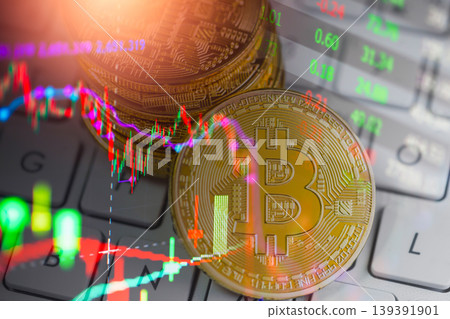 Stock market or forex trading graph and candlestick chart suitable for financial investment concept. Economy trends background for business idea and all art work design. Abstract finance background. 139391901