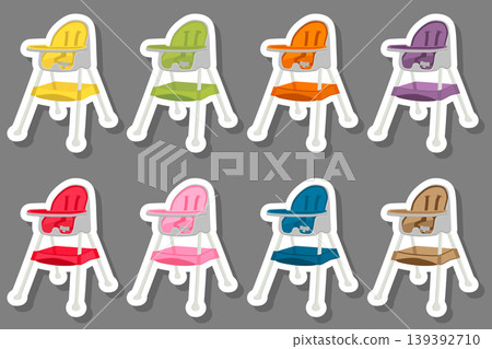 Illustration on theme colorful modern child high chair Illustration on theme colorful modern child high chair 139392710