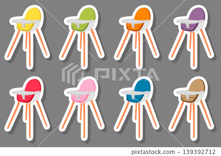 Illustration on theme colorful modern child high chair Illustration on theme colorful modern child high chair 139392712