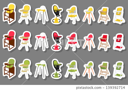 Illustration on theme colorful modern child high chair Illustration on theme colorful modern child high chair 139392714