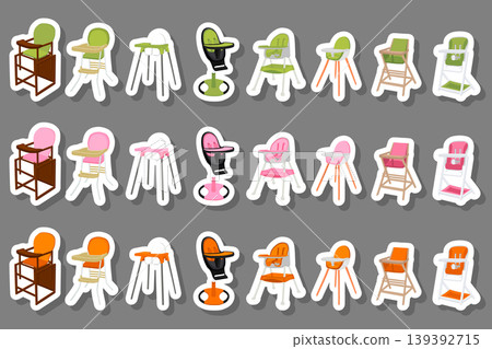 Illustration on theme colorful modern child high chair Illustration on theme colorful modern child high chair 139392715