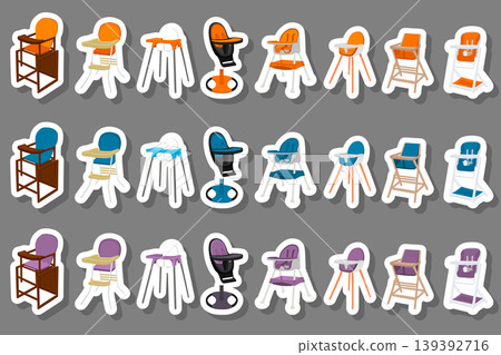 Illustration on theme colorful modern child high chair Illustration on theme colorful modern child high chair 139392716