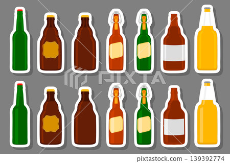 Illustration on theme big kit beer glass bottles with lid for brewery Illustration on theme big kit beer glass bottles with lid for brewery 139392774