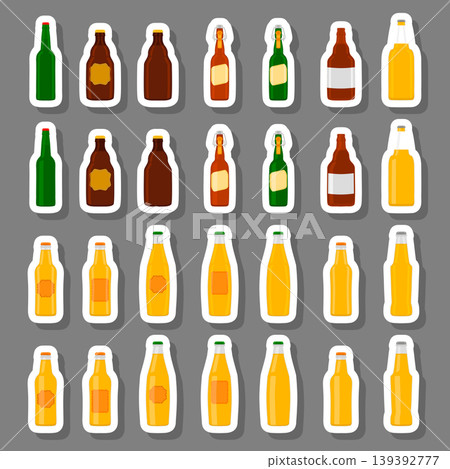 Illustration on theme big kit beer glass bottles with lid for brewery Illustration on theme big kit beer glass bottles with lid for brewery 139392777
