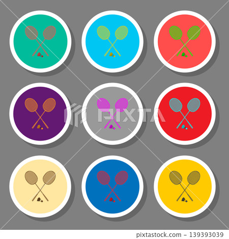 Vector icons logo from set symbols for racket badminton Vector icons logo from set symbols for racket badminton 139393039