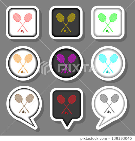 Vector icons logo from set symbols for racket badminton Vector icons logo from set symbols for racket badminton 139393040