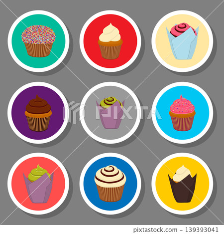Vector icons illustration logo from set symbols for sweet cupcake Vector icons illustration logo from set symbols for sweet cupcake 139393041