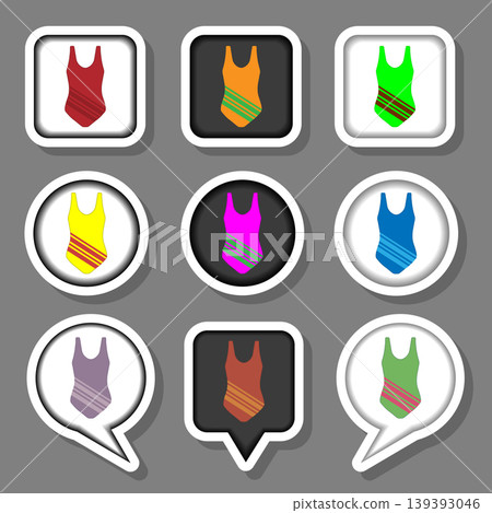 Vector icon illustration logo for set symbols sea suit swimsuit 139393046