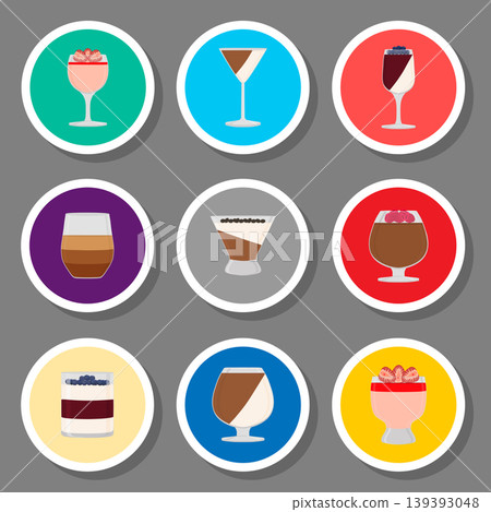 Vector icon logo for set symbols sweet jelly panna cotta Vector icon logo for set symbols sweet jelly panna cotta 139393048