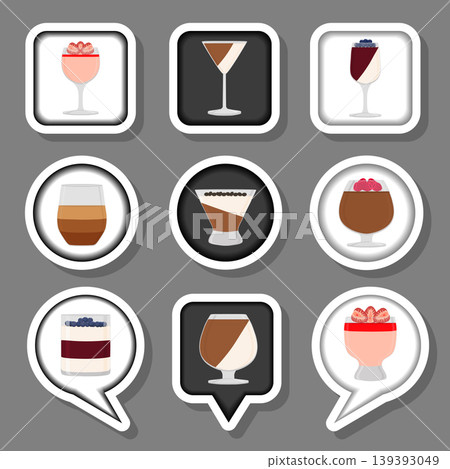 Vector icon logo for set symbols sweet jelly panna cotta Vector icon logo for set symbols sweet jelly panna cotta 139393049