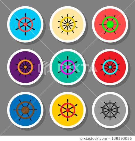 set symbols steering wheel from the ship for travel set symbols steering wheel from the ship for travel 139393086
