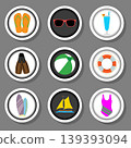 Vector icon illustration logo for set symbols on flat colored buttons 139393094