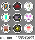 Vector icon illustration logo for set symbols on flat colored buttons 139393095