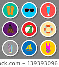 Vector icon illustration logo for set symbols on flat colored buttons 139393096