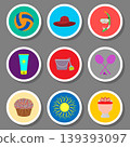 Vector icon illustration logo for set symbols on flat colored buttons 139393097