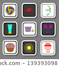 Vector icon illustration logo for set symbols on flat colored buttons 139393098