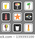 Vector icon illustration logo for set symbols on flat colored buttons 139393100