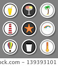 Vector icon illustration logo for set symbols on flat colored buttons 139393101