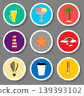 Vector icon illustration logo for set symbols on flat colored buttons 139393102