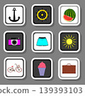 Vector icon illustration logo for set symbols on flat colored buttons 139393103